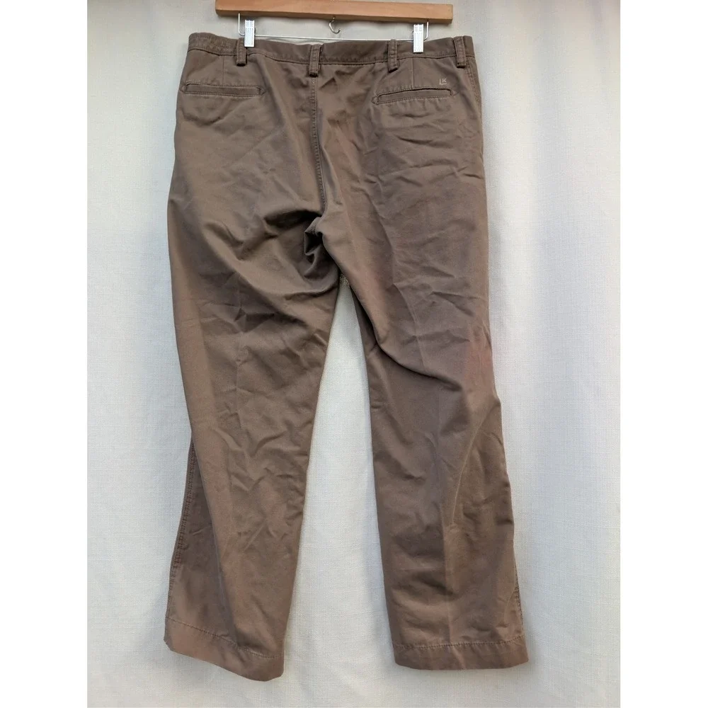 HAGGAR Life Khaki Pants Mens 40x32 Brown Relaxed Straight Repreve Blend